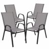 Outdoor Chairs * | Flash Furniture Brazos Series Gray Outdoor Stack Chair With Metal Frame