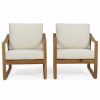 Outdoor Lounge Furniture * | Gdfstudio Jad Outdoor Acacia Club Chairs With Water Resistant Cushions, Set Of 2, Teak Fin