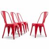 Outdoor Chairs * | Belleze Trattoria Dining Chair, Metal, Stackable, Set Of 4, Red