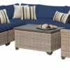 Outdoor Lounge Furniture * | Tkclassics Tk Classics Monterey 7 Pc Traditional Outdoor Wicker Sectional Sofa Set In Navy