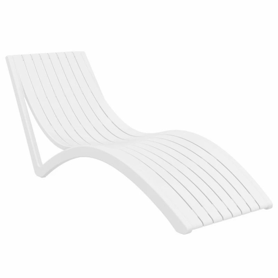 Outdoor Chairs * | Compamia Slim Pool Chaise Sun Lounger, Set Of 2, White