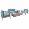 Outdoor Lounge Furniture * | Gdfstudio Gdf Studio 5-Piece Crested Bay Aluminum Chat Set With Cushions, Light Gray Fire