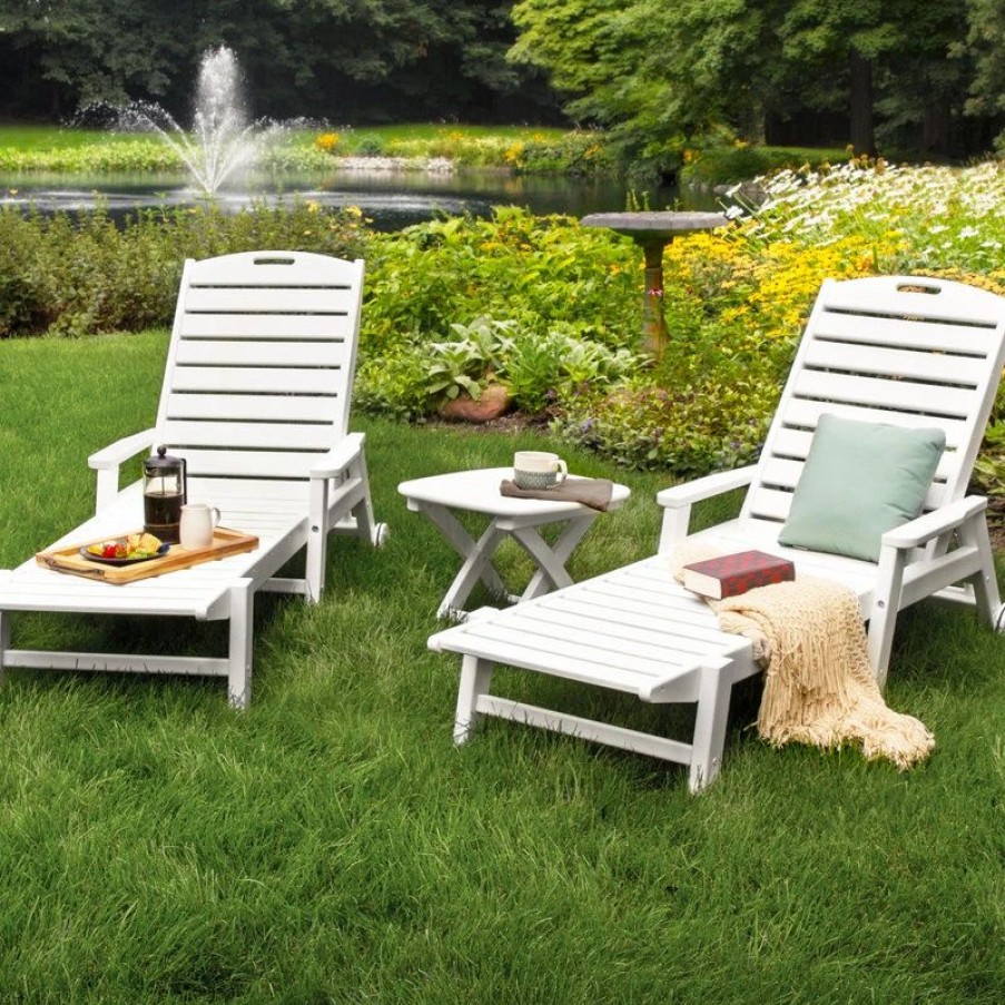 Outdoor Lounge Furniture * | Polywood Nautical 3-Piece Chaise Set, Teak