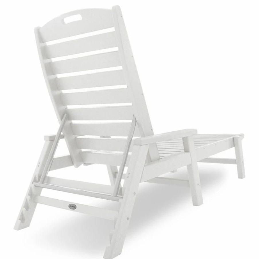 Outdoor Chairs * | Polywood Nautical Chaise With Arms, White