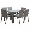 Outdoor Dining Furniture * | Belleze Wicker Patio Dining Table Set, Gray, 7-Pieces