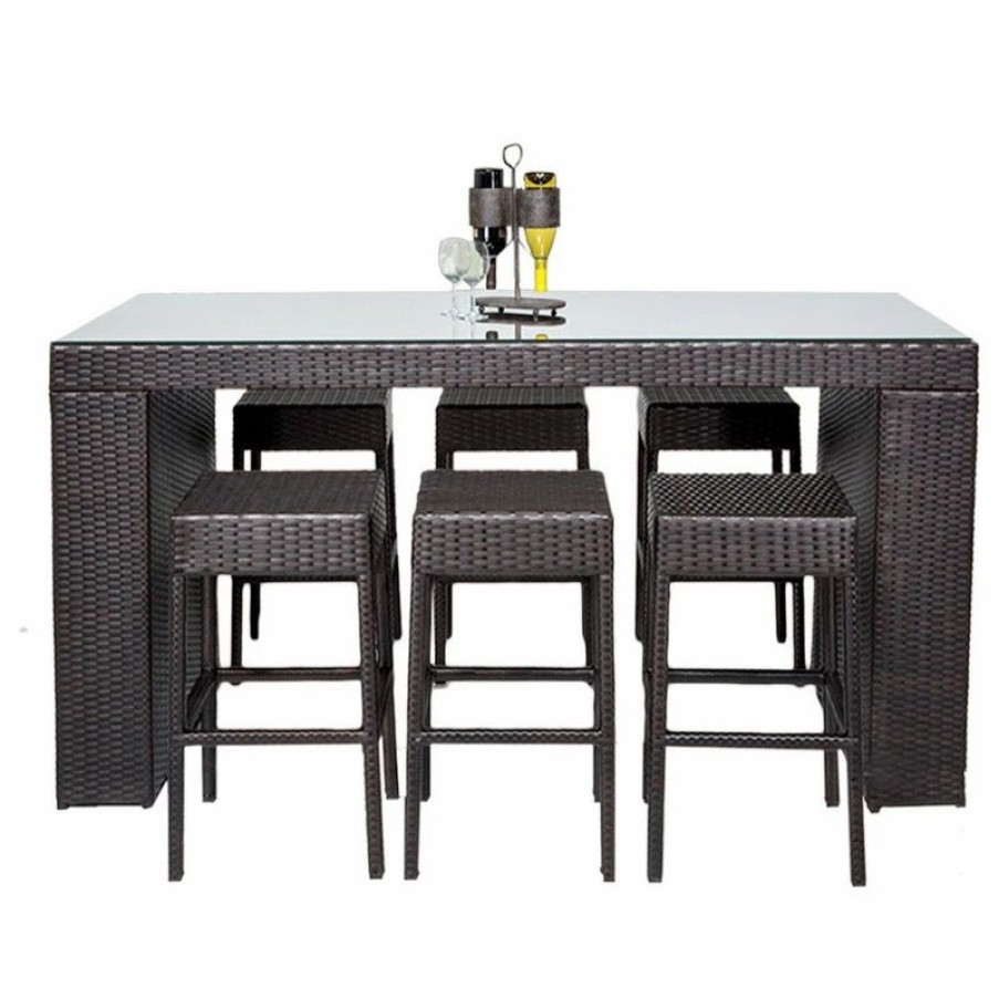 Outdoor Dining Furniture * | Tkclassics Barbados Bar Table Set With Barstools 7 Piece Outdoor Wicker Patio Furniture, Ba