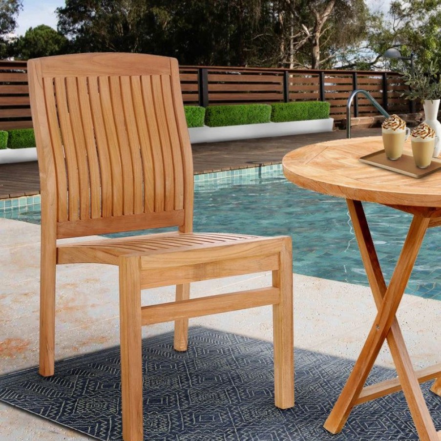 Outdoor Chairs * | Chic Teak Inc. Teak Wood Belize Outdoor Patio Side Chair