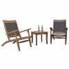 Outdoor Lounge Furniture * | Outdoor Interiors 3-Piece Eucalyptus And Sling Lounge Set With Square Accent Table