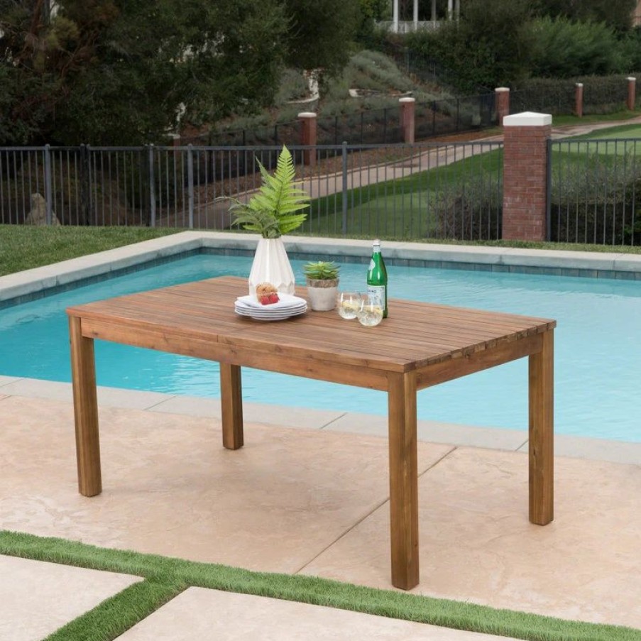 Outdoor Dining Furniture * | Gdfstudio Gdf Studio William Outdoor Expandable Teak Finished Acacia Wood Dining Table