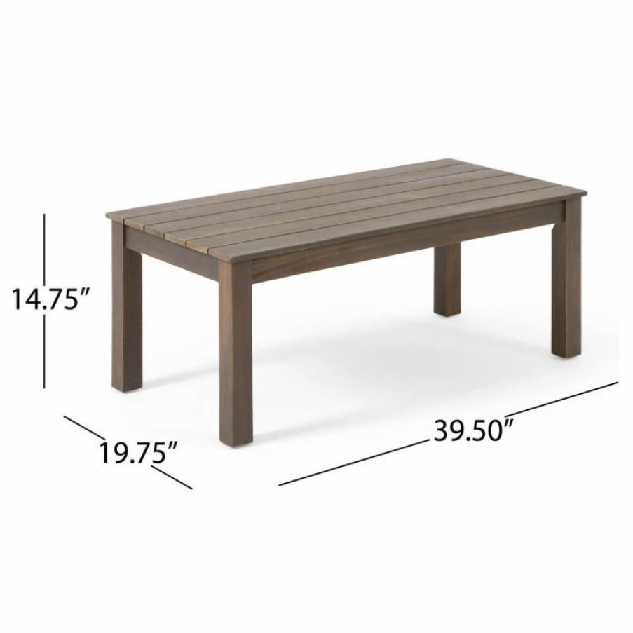 Outdoor Lounge Furniture * | Gdfstudio Temecula Outdoor Acacia Wood 4 Seat Chat Set With Cushions, Gray Finish And Dark