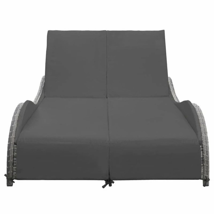 Outdoor Chairs * | Vida Xl International B.V. Vidaxl Double Sun Lounger With Cushion Poly Rattan Anthracite Garden Sofa Seat