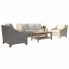 Outdoor Lounge Furniture * | Outdoor Interiors Ash Wicker And Teak 4-Piece Sofa Set With Sunbrella Fabrics