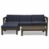 Outdoor Lounge Furniture * | Gdfstudio Mamie Outdoor Acacia Wood 5-Piece Sofa Set, Gray Finish, Dark Gray