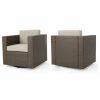 Outdoor Lounge Furniture * | Gdfstudio Gdf Studio Venice Outdoor Wicker Swivel Club Chair, Light Brown/Ceramic Gray, Se