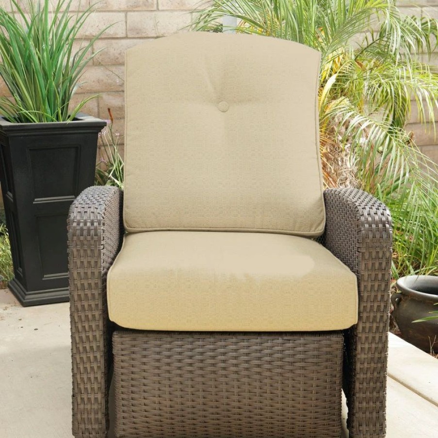 Outdoor Lounge Furniture * | Pacific Casual Barcalounger Galloway Cushioned Recliner With Woven Frame, Tan/Brown