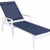 Outdoor Chairs * | Hanover Naples Adjustable Sling Chaise, White/Navy