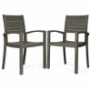 Outdoor Chairs * | Gdfstudio Gdf Studio Watts Outdoor Acacia Wood Dining Chairs, Set Of 2, Gray