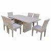 Outdoor Dining Furniture * | Tkclassics Fairmont Rectangular Patio Dining Table, 6 Armless Chairs Vanilla Creme