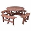 Outdoor Dining Furniture * | Costway Patio 8 Seat Wood Picnictable Dining Seat Bench Set Pub Garden Yard