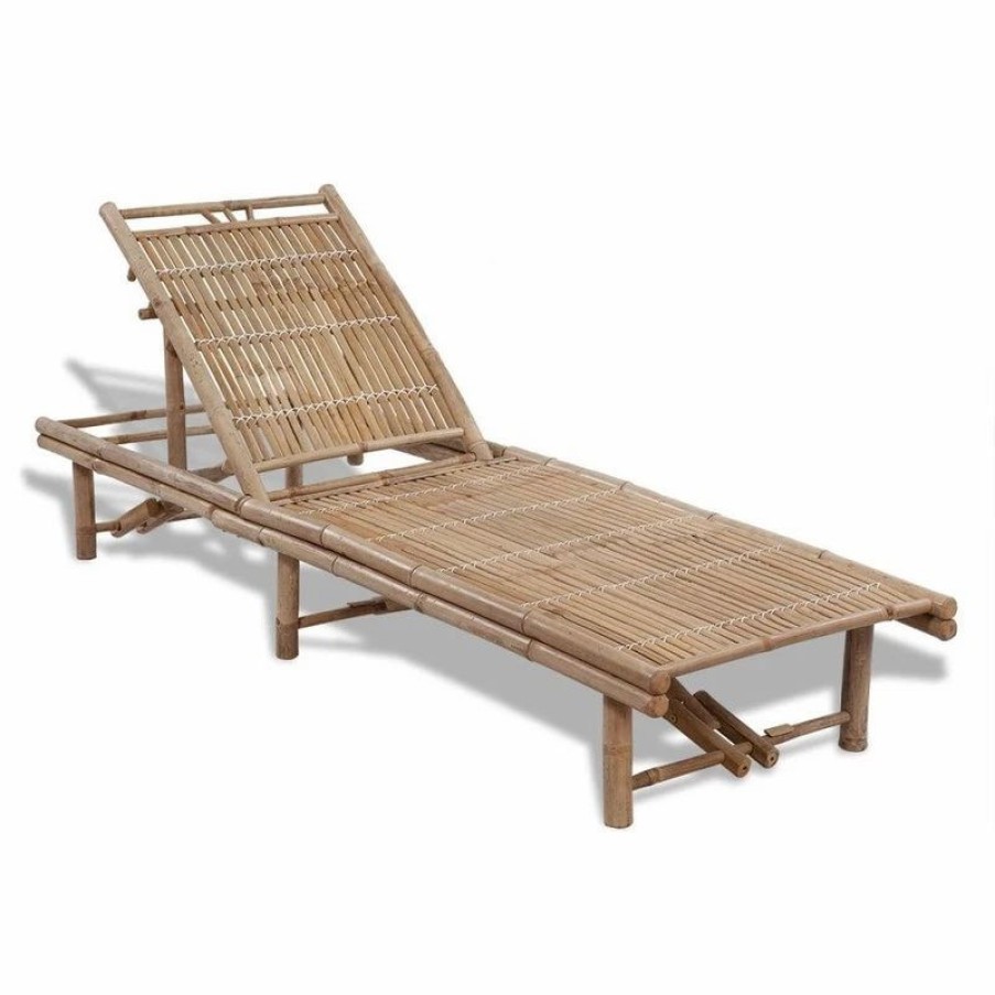 Outdoor Chairs * | Vida Xl International B.V. Vidaxl Sunlounger Bamboo Adjustable Chaise Lounge Outdoor Pool Chair Day Bed