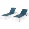 Outdoor Chairs * | Gdfstudio Gdf Studio Crested Bay Outdoor Gray Aluminum Chaise Lounge, Blue/White, Set Of 2