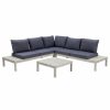 Outdoor Lounge Furniture * | Gdfstudio 5-Seater V Shaped Acacia Sectional Sofa Set With Cushions, Weathered Gray