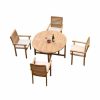 Outdoor Dining Furniture * | Teak Deals 5-Piece Teak Dining Set, 48 Round Butterfly Table, 4 Hari Stacking Arm Chairs