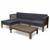 Outdoor Lounge Furniture * | Gdfstudio Alice Outdoor 5-Piece Acacia Wood Sofa Set, Gray, Dark Gray