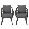 Outdoor Lounge Furniture * | Gdfstudio Madison Outdoor Wicker Club Chairs With Cushions, Set Of 2, Gray/Black