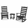 Outdoor Lounge Furniture * | Polywood Shaker 3-Piece Porch Rocking Chair Set, Black