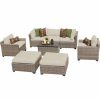 Outdoor Lounge Furniture * | Tkclassics Tk Classics Monterey 8-Pc Outdoor Wicker Sofa Set W/Cushions In Beige