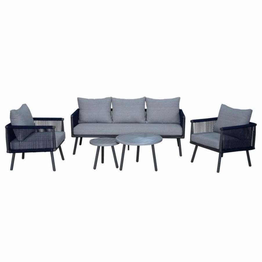 Outdoor Lounge Furniture * | Courtyard Casual Spring Valley 5 Piece Set With Sofa, Chairs, And Table