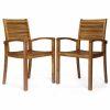 Outdoor Chairs * | Gdfstudio Gdf Studio Watts Outdoor Acacia Wood Dining Chairs, Set Of 2, Teak