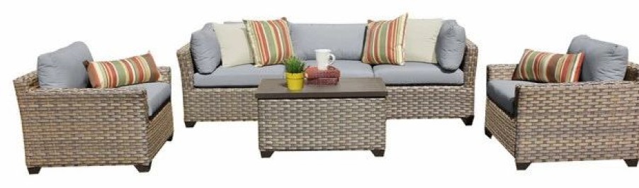 Outdoor Lounge Furniture * | Tkclassics Monterey 6 Piece Outdoor Wicker Patio Furniture Set 06B