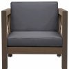 Outdoor Lounge Furniture * | Gdfstudio Indira Outdoor Acacia Wood Club Chair With Cushion, Dark Gray