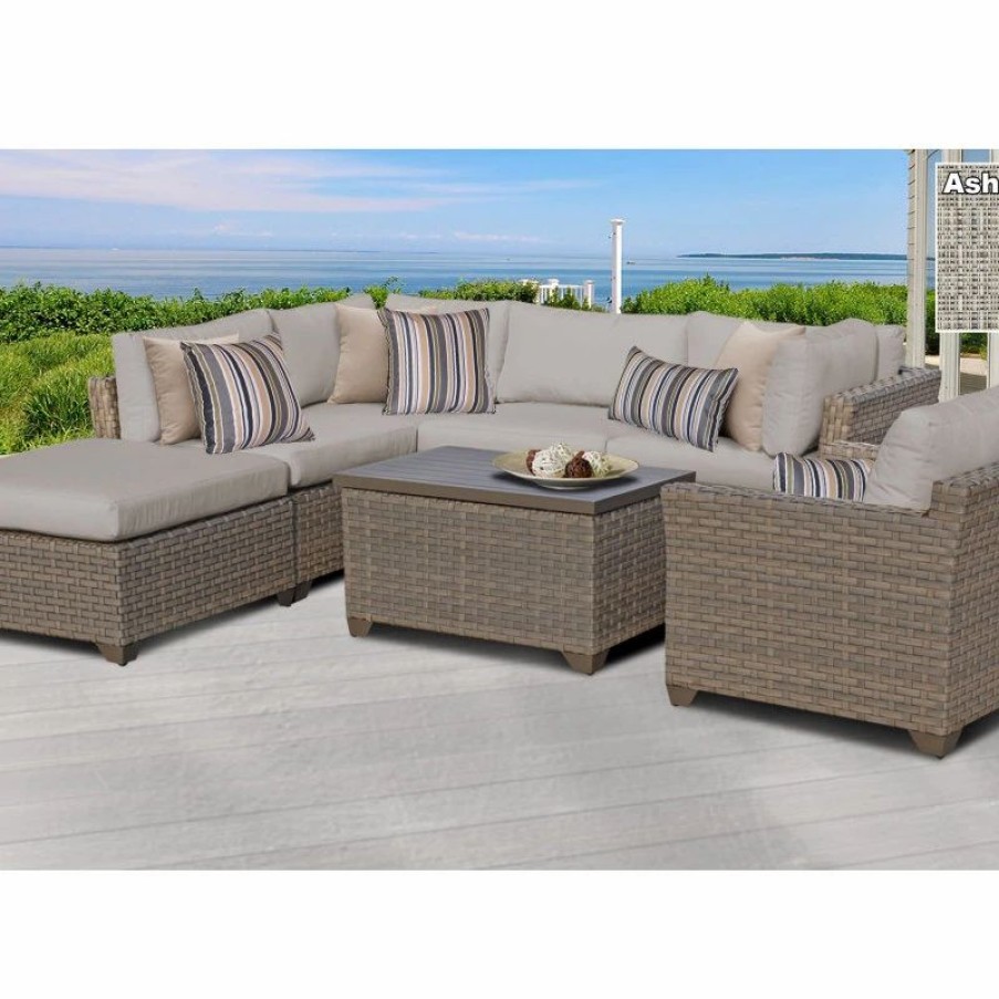 Outdoor Lounge Furniture * | Tkclassics Monterey 7 Piece Outdoor Wicker Patio Furniture Set 07D