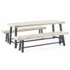 Outdoor Dining Furniture * | Gdfstudio Lyons Outdoor Acacia Wood Picnic Dining Set, Sandblast Light Gray/Black