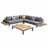 Outdoor Lounge Furniture * | Armen Living Polo 4-Piece Outdoor Sectional Set, Dark Gray Cushions And Modern Accent Pillows