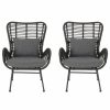 Outdoor Lounge Furniture * | Gdfstudio Crystal Outdoor Wicker Club Chairs With Cushions, Set Of 2, Gray/Black/Dark Gray