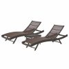 Outdoor Lounge Furniture * | Gdfstudio Gdf Studio 3-Piece Eliana Outdoor Brown Textilene Chaise Lounge Chairs Set