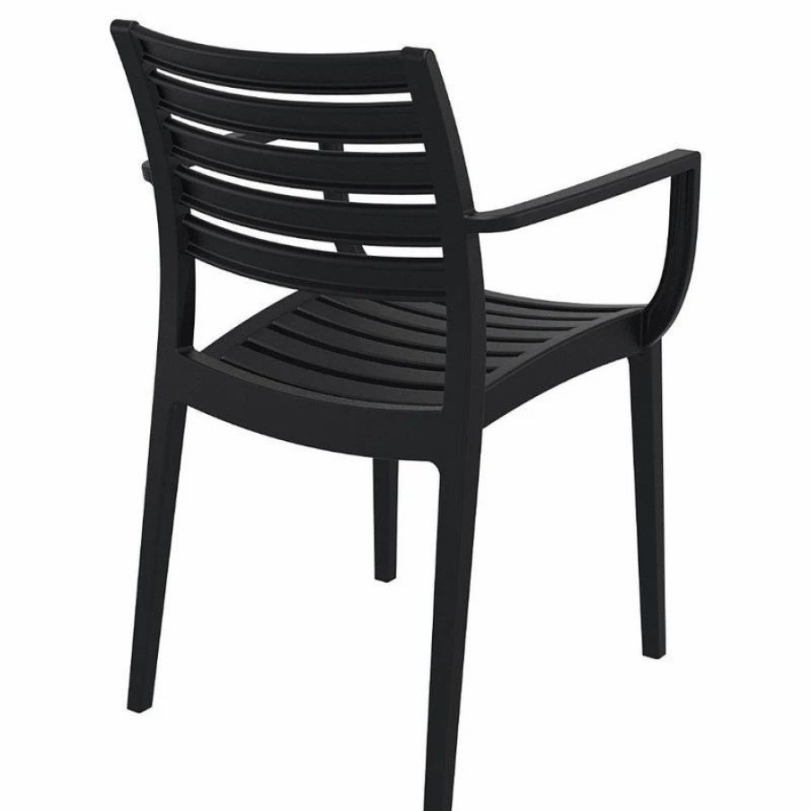 Outdoor Chairs * | Compamia Siesta Artemis Outdoor Set Of 2 Dining Arm Chair Black Isp011-Bla