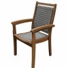 Outdoor Chairs * | Outdoor Interiors Stacking Grey Wicker And Eucalyptus Armchair