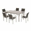 Outdoor Dining Furniture * | Gdfstudio Gdf Studio 7-Piece Coral Bay Outdoor Gray Aluminum Dining Set, Glass Table Top