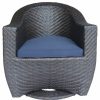 Outdoor Lounge Furniture * | Gdfstudio Gdf Studio Koch Outdoor Wicher Swivel Chair, Multi Brown/Navy