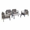 Outdoor Lounge Furniture * | Gdfstudio Gdf Studio 5-Piece Coral Bay Outdoor Aluminum Chat Set With Cushions