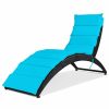 Outdoor Chairs * | Costway Folding Patio Rattan Lounge Chair Chaise Cushioned Garden Turquoise