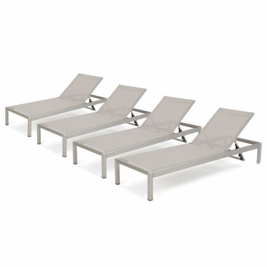 Outdoor Chairs * | Gdfstudio Coral Bay Outdoor Mesh Chaise Lounge, Set Of 4