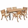 Outdoor Dining Furniture * | Gdfstudio Gdf Studio 7-Piece Nora Outdoor Acacia Wood Dining Set, Teak Finish/Black/Cream