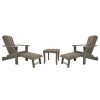 Outdoor Lounge Furniture * | Outdoor Interiors 3-Piece Gray Wash Eucalyptus Adirondack With Built-In Ottoman Set