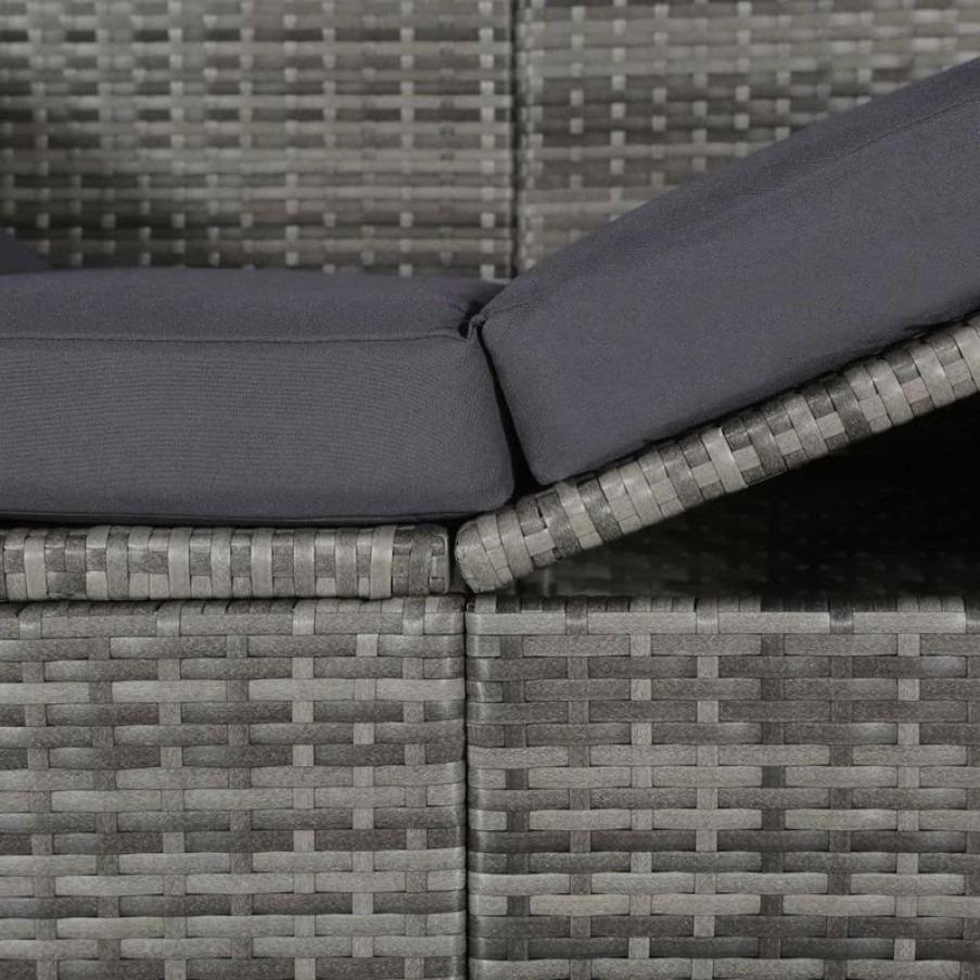 Outdoor Chairs * | Vida Xl International B.V. Vidaxl Patio Lounge Bed W/ Canopy Poly Rattan Gray 80.7 Garden Cushion Seat